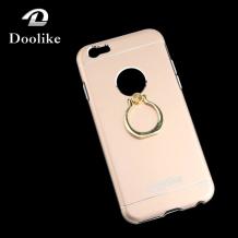 Луксозен твърд гръб DOOLIKE със стойка за Apple iPhone 6 / iPhone 6S - gold / златист