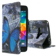 Кожен калъф Flip тефтер Flexi със стойка за Samsung Galaxy Grand Prime G530 - синя пеперуда