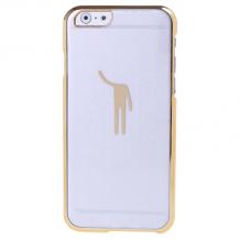 Твърд гръб / капак / за Apple iPhone 6 / iPhone 6S - прозрачен / човече / златен кант