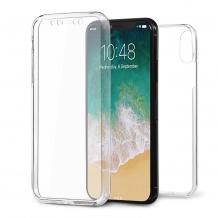 Силиконов калъф / гръб / TPU 360° за Apple iPhone X - прозрачен / 2 части / лице и гръб