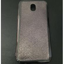 Луксозен силиконов калъф / гръб / TPU за Samsung Galaxy J7 2017 J730 - тъмно сив / имитиращ кожа
