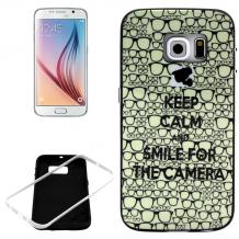 Силиконов калъф / гръб / TPU 2 в 1 за Samsung Galaxy S6 Edge G925 - Keep Calm and Smile For The Camera