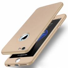 Луксозен силиконов калъф / гръб / TPU 360° KST за Apple iPhone 5 / iPhone 5S / iPhone SE - златист / лице и гръб
