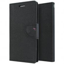 Луксозен кожен калъф Flip тефтер със стойка MERCURY Fancy Diary за Alcatel One Touch Pixi 4 (4.0) - черен