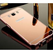 Луксозен алуминиев бъмпер с твърд гръб за Samsung Galaxy A5 A500 - Rose Gold / огледален