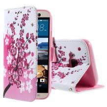 Кожен калъф Flip тефтер Flexi със стойка за HTC One M9 - Peach blossom