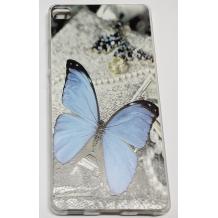Силиконов калъф / гръб / TPU за Huawei Honor 8 - сив / синя пеперуда