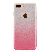 Силиконов калъф / гръб / TPU за Apple iPhone 7 Plus / iPhone 8 Plus - преливащ / сребристо и розово / брокат