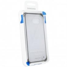 Оригинален твърд гръб Clear Cover EF-QG925B за Samsung Galaxy S6 Edge G925 - прозрачен със син кант