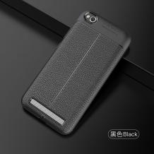 Луксозен силиконов калъф / гръб / TPU за Xiaomi RedMi 4A - черен / имитиращ кожа