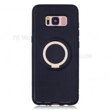 Силиконов калъф / гръб / TPU iFace Hamee Magnetic Finger Ring Car Holder за Samsung Galaxy S8 G950 - черно със златно