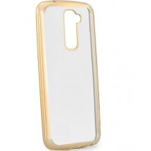 Луксозен силиконов калъф / гръб / TPU за Samsung Galaxy S9 G960 - прозрачен / златист кант