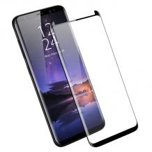 5D full cover Tempered glass Full Glue screen protector Samsung Galaxy S9 G960 / Извит стъклен скрийн протектор с лепило от вътрешната страна за Samsung Galaxy S9 G960 - черен