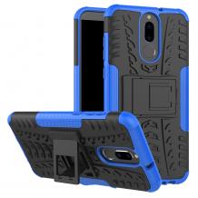 Силиконов гръб TPU Hybrid с твърда част и стойка за Huawei Mate 10 Lite - черно със синьо