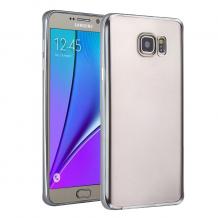 Луксозен силиконов калъф / гръб / TPU за Samsung Galaxy S7 G930 - прозрачен / сребрист кант
