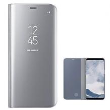 Луксозен калъф Clear View Cover с твърд гръб за Samsung Galaxy S7 Edge G935 - сребрист