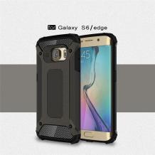 Силиконов гръб TPU Spigen Hybrid с твърда част за Samsung Galaxy S6 Edge G925 - тъмно сив