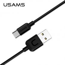 Оригинален USB кабел USAMS за зареждане и пренос на данни / Tupe C / - черен