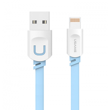 Оригинален USB кабел USAMS за зареждане и пренос на данни за iOS (iPhone) - светло син