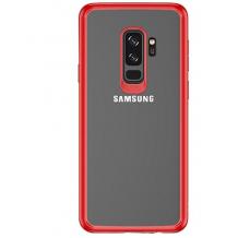 Луксозен гръб USAMS MANT Series за Samsung Galaxy S9 Plus G965 - прозрачен / червен кант