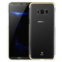 Оригинален твърд гръб Baseus Glitter Case за Samsung Galaxy S8 Plus G955 - прозрачен / златист кант