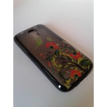 Заден предпазен твърд гръб / капак / със силиконов кант за Samsung Galaxy S4 mini i9195 / i9192 / i9190 -  черен с оранжеви цветя / прозрачен
