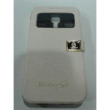Луксозен кожен калъф Flip тефтер за Samsung Galaxy S4 I9500 / Galaxy S4 I9505 - бял