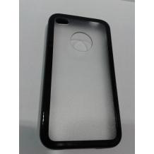 Заден предпазен твърд гръб / капак / за Apple iPhone 4 / iPhone 4s - позрачен с черен кант