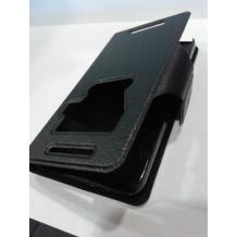 Kожен калъф Flip тефтер S View за HTC One M7 - черен