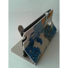 Kожен калъф Flip тефтер със стойка за Samsung Galaxy Note 3 N9000 / Samsung Note 3 N9005 - бял / синьо цвете 2