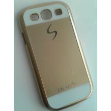 Заден предпазен твърд гръб / капак / за Samsung Galaxy S3 I9300 / Samsung SIII I9300 - бяло и златисто