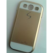 Заден предпазен твърд гръб / капак / за Samsung Galaxy S3 I9300 / Samsung SIII I9300 - бяло и златисто