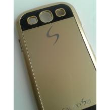 Заден предпазен твърд гръб / капак / за Samsung Galaxy S3 I9300 / Samsung SIII I9300 - черно и златисто
