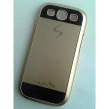 Заден предпазен твърд гръб / капак / за Samsung Galaxy S3 I9300 / Samsung SIII I9300 - черно и златисто