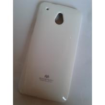 Луксозен силиконов гръб / калъф / TPU Mercury за HTC One Mini M4 - JELLY CASE Goospery / бял с брокат