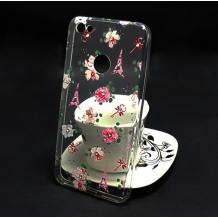 Луксозен силиконов калъф / гръб / TPU с камъни за Huawei P9 Lite Mini - Айфелова кула и цветя
