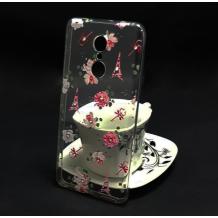 Луксозен силиконов калъф / гръб / TPU с камъни за Nokia 6.1 (2018) - Айфелова кула и цветя