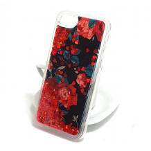 Луксозен твърд гръб 3D за Apple iPhone 7 / iPhone 8  - рози / червен брокат