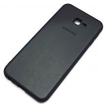  Луксозен кожен гръб за Samsung Galaxy J4 Plus 2018 - черен