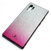 Луксозен твърд гръб Swarovski за Samsung Galaxy Note 10 Plus N975 - преливащ брокат / сребристо и розово
