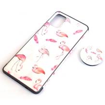 Луксозен силиконов калъф / гръб / TPU RUBY с Popsocket за Samsung Galaxy A71 - Pink Flamingo