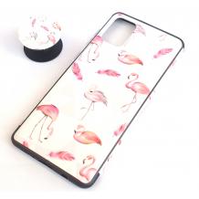 Луксозен силиконов калъф / гръб / TPU RUBY с Popsocket за Samsung Galaxy A71 - Pink Flamingo