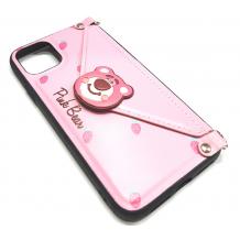Луксозен силиконов гръб с джоб за Apple iPhone 6 / iPhone 7 / iPhone 8 / iPhone SE2 2020 - розов / Pink Bear