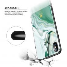 Луксозен твърд гръб със силиконов кант FLOVEME Marble Case за Apple iPhone X - зелен