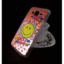 Луксозен силиконов калъф / гръб / TPU Emoticon за Samsung Galaxy J5 J500 - smile summer / Rose Gold / огледален
