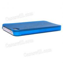 Ултра тънък заден предпазен капак / твърд гръб / за Apple iPhone 4 4S - син / прозрачен / мат