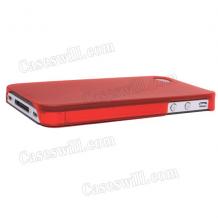 Ултра тънък заден предпазен капак / твърд гръб / за Apple iPhone 4 4S - червен / прозрачен / мат