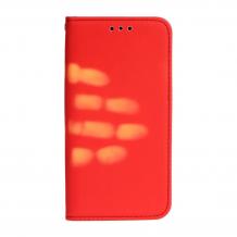 Луксозен термо кожен калъф Flip тефтер със стойка Thermo Book за Xiaomi RedMi 4X - червен