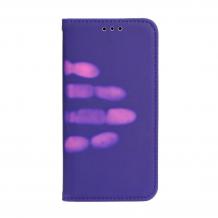 Луксозен термо кожен калъф Flip тефтер със стойка Thermo Book за HTC U11 - лилав