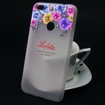 Луксозен силиконов калъф / гръб / TPU с камъни за Huawei Honor 8 Lite - Lolita цветя / рози